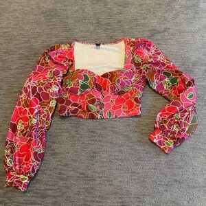 Shein padded pink floral top - M